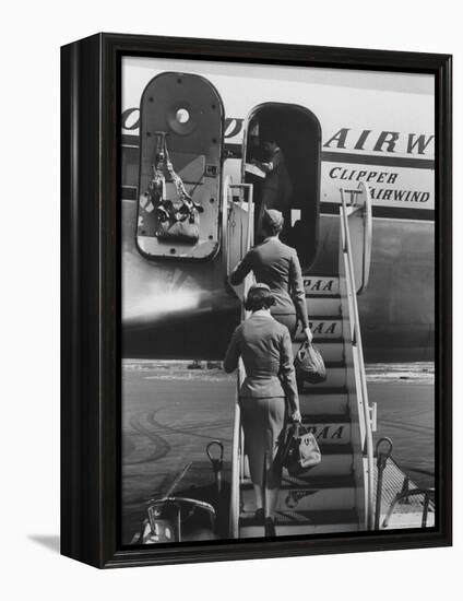 Stewardesses Arriving For Flight-Peter Stackpole-Framed Premier Image Canvas