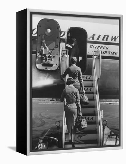 Stewardesses Arriving For Flight-Peter Stackpole-Framed Premier Image Canvas