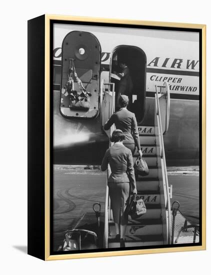 Stewardesses Arriving For Flight-Peter Stackpole-Framed Premier Image Canvas