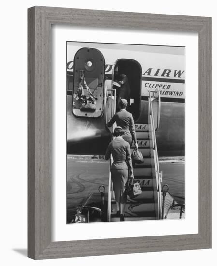 Stewardesses Arriving For Flight-Peter Stackpole-Framed Photographic Print