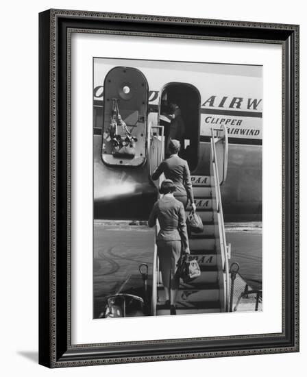 Stewardesses Arriving For Flight-Peter Stackpole-Framed Photographic Print