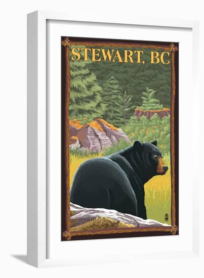Stewart, BC - Bear in Forest-Lantern Press-Framed Art Print