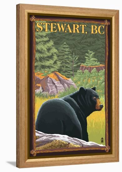 Stewart, BC - Bear in Forest-Lantern Press-Framed Stretched Canvas