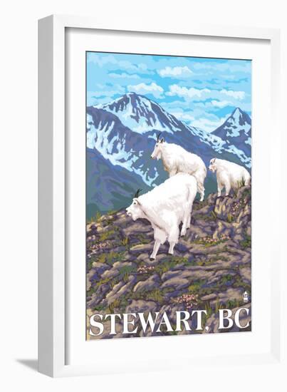 Stewart, BC - Goat Family-Lantern Press-Framed Art Print