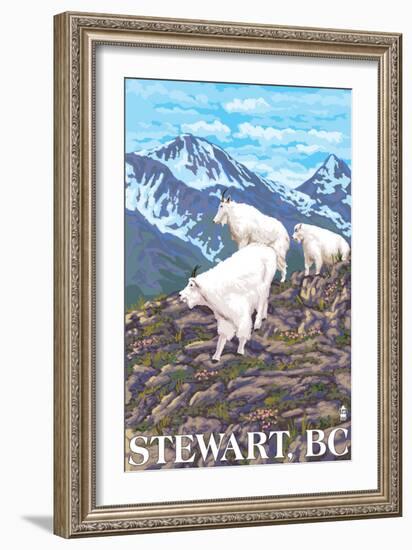 Stewart, BC - Goat Family-Lantern Press-Framed Premium Giclee Print