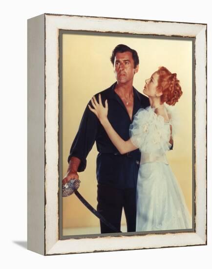 Stewart Granger and Deborah Kerr. THE PRISONER OF ZENDA, 1952 directed by RICHARD THORPE (photo)-null-Framed Stretched Canvas