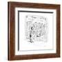 Sticker on book in store window reads: 'Now With 50% Less Irony.' - New Yorker Cartoon-Roz Chast-Framed Premium Giclee Print