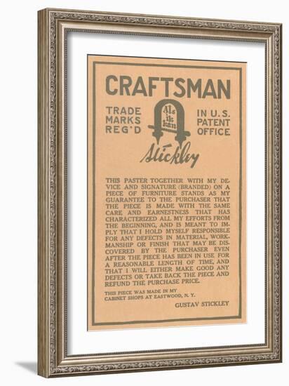 Stickley Craftsman Label-null-Framed Art Print