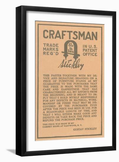 Stickley Craftsman Label-null-Framed Art Print