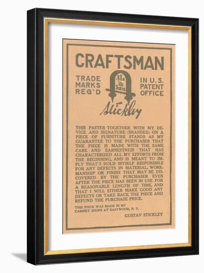 Stickley Craftsman Label-null-Framed Art Print