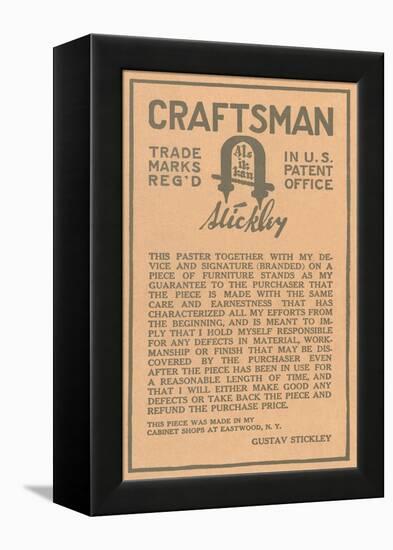 Stickley Craftsman Label-null-Framed Stretched Canvas