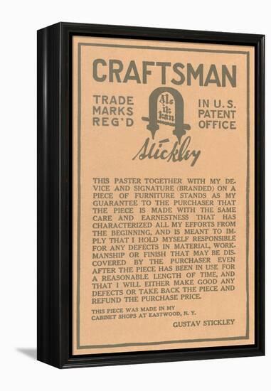 Stickley Craftsman Label-null-Framed Stretched Canvas