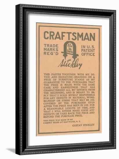 Stickley Craftsman Label-null-Framed Premium Giclee Print