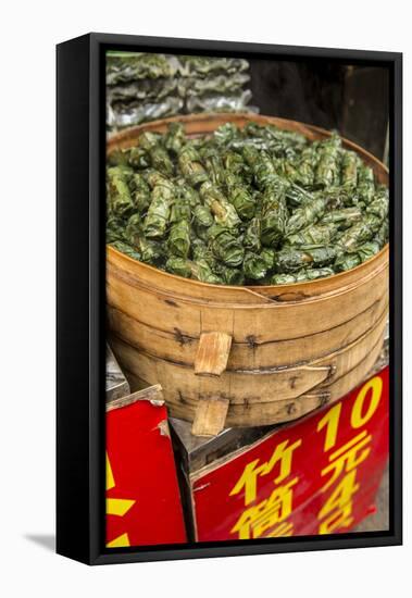 Sticky Rice in Bamboo Leaf, Qibao, Shanghai, China-Jon Arnold-Framed Premier Image Canvas