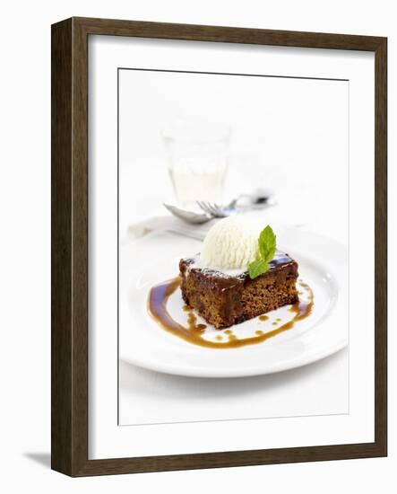 Sticky Toffee Pudding with Vanilla Ice Cream-Ian Garlick-Framed Photographic Print