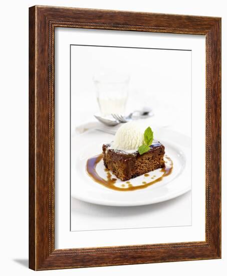 Sticky Toffee Pudding with Vanilla Ice Cream-Ian Garlick-Framed Photographic Print