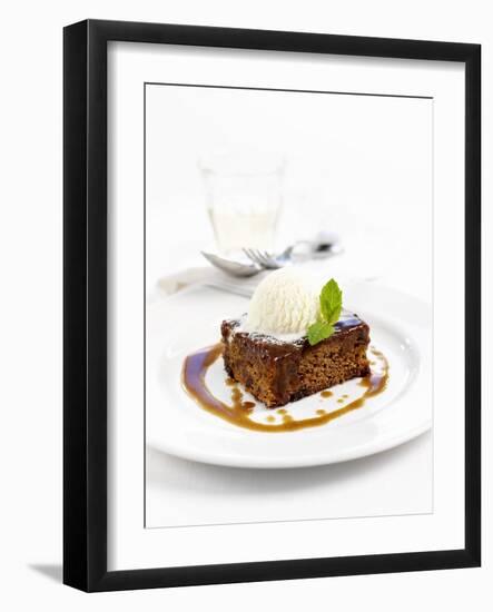 Sticky Toffee Pudding with Vanilla Ice Cream-Ian Garlick-Framed Photographic Print