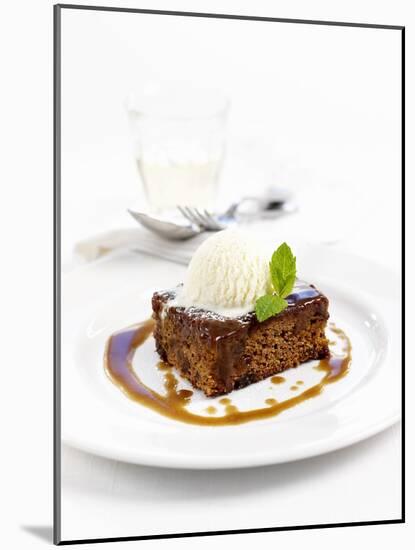 Sticky Toffee Pudding with Vanilla Ice Cream-Ian Garlick-Mounted Photographic Print