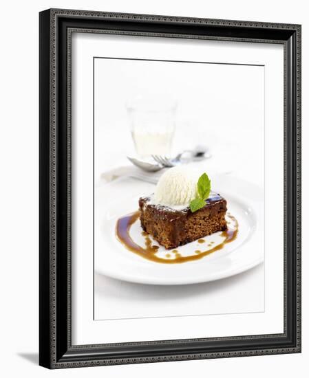 Sticky Toffee Pudding with Vanilla Ice Cream-Ian Garlick-Framed Photographic Print