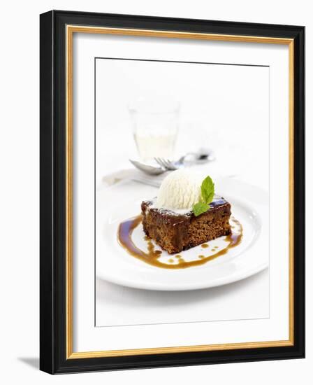 Sticky Toffee Pudding with Vanilla Ice Cream-Ian Garlick-Framed Photographic Print