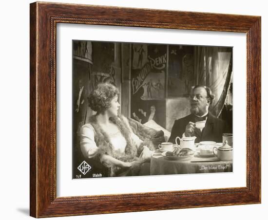 Still from the Film "The Blue Angel" with Marlene Dietrich and Emil Jannings, 1930-German photographer-Framed Photographic Print