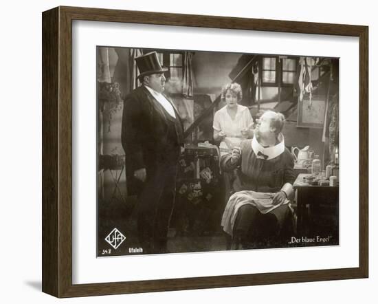 Still from the Film "The Blue Angel" with Marlene Dietrich, Kurt Gerron and Emil Jannings, 1930-German photographer-Framed Photographic Print