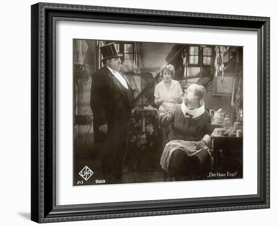 Still from the Film "The Blue Angel" with Marlene Dietrich, Kurt Gerron and Emil Jannings, 1930-German photographer-Framed Photographic Print