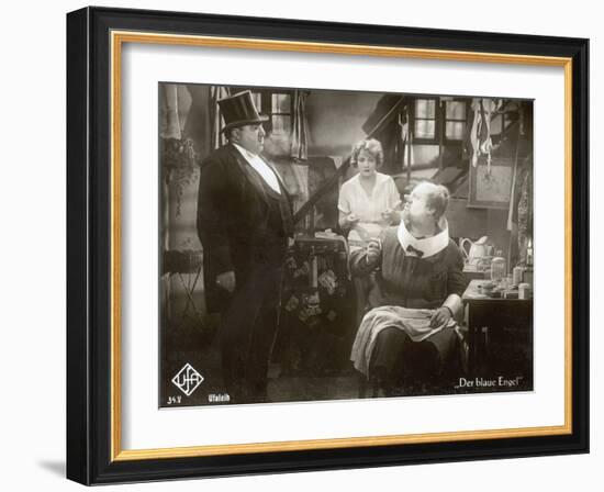 Still from the Film "The Blue Angel" with Marlene Dietrich, Kurt Gerron and Emil Jannings, 1930-German photographer-Framed Photographic Print