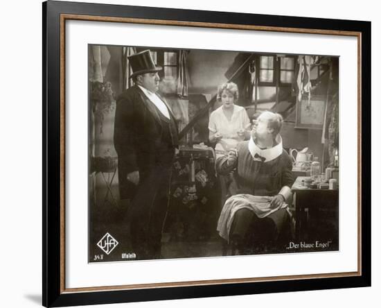 Still from the Film "The Blue Angel" with Marlene Dietrich, Kurt Gerron and Emil Jannings, 1930-German photographer-Framed Photographic Print