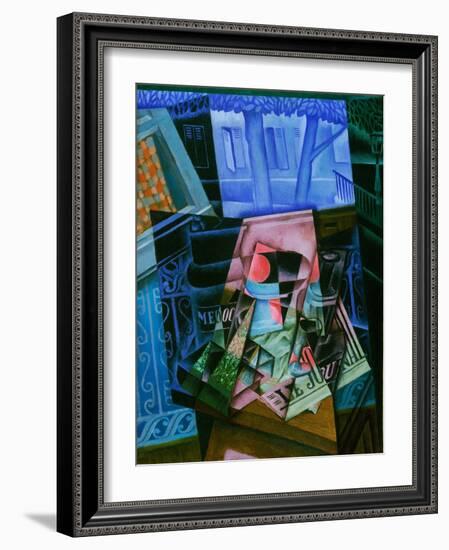 Still Life before an Open Window, Place Ravignan, 1915 (Oil on Canvas)-Juan Gris-Framed Giclee Print