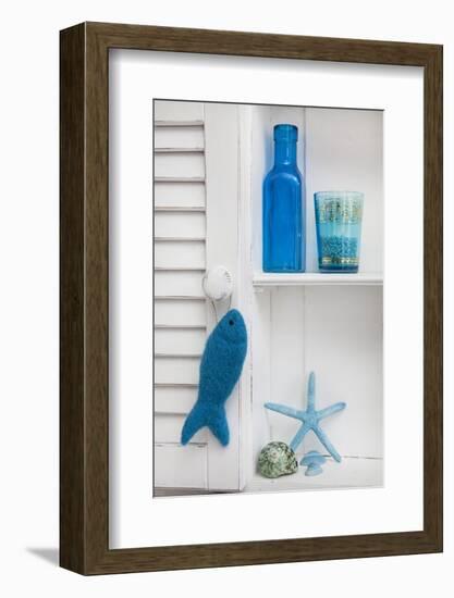 Still Life, Blue, Turquoise, Bottle, Glass, Starfish, Seashells, Fish-Andrea Haase-Framed Photographic Print