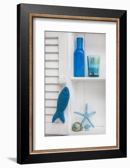 Still Life, Blue, Turquoise, Bottle, Glass, Starfish, Seashells, Fish-Andrea Haase-Framed Photographic Print