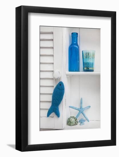 Still Life, Blue, Turquoise, Bottle, Glass, Starfish, Seashells, Fish-Andrea Haase-Framed Photographic Print