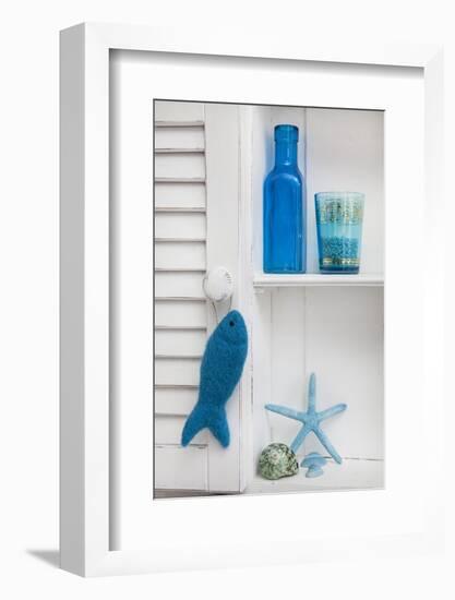 Still Life, Blue, Turquoise, Bottle, Glass, Starfish, Seashells, Fish-Andrea Haase-Framed Photographic Print