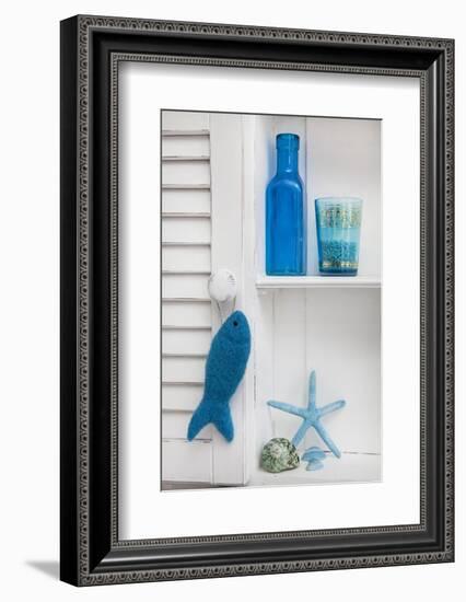 Still Life, Blue, Turquoise, Bottle, Glass, Starfish, Seashells, Fish-Andrea Haase-Framed Photographic Print