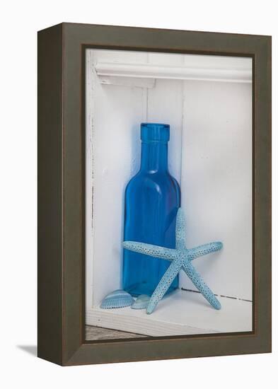 Still Life, Blue, Turquoise, Bottle, Mussels, Starfish-Andrea Haase-Framed Premier Image Canvas