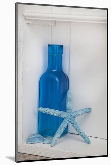 Still Life, Blue, Turquoise, Bottle, Mussels, Starfish-Andrea Haase-Mounted Photographic Print