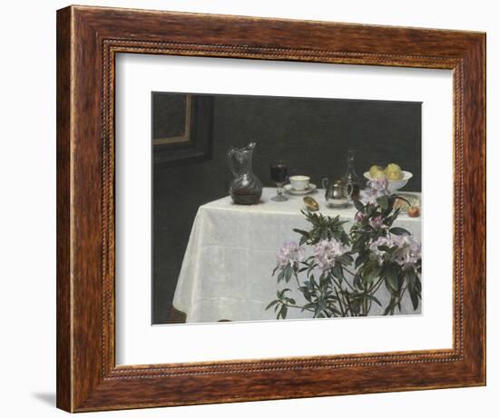 Still Life: Corner of a Table, 1873-Ignace Henri Jean Fantin-Latour-Framed Premium Giclee Print