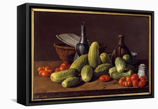 Still Life: Cucumbers, Tomatoes and Containers. Painting by Luis Melendez (1716 - 1780), 18Th Centu-Luis Egidio Menendez or Melendez-Framed Premier Image Canvas