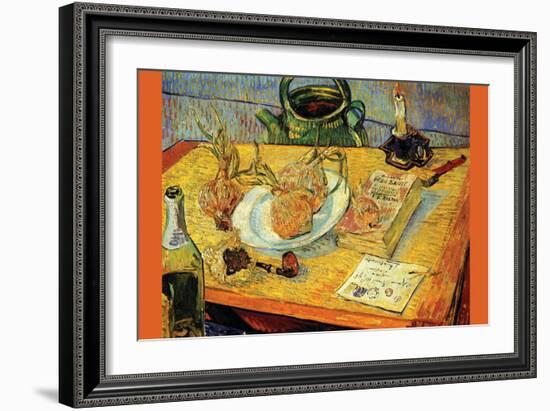 Still Life Drawing Board Pipe Onions and Sealing-Wax-Vincent van Gogh-Framed Art Print