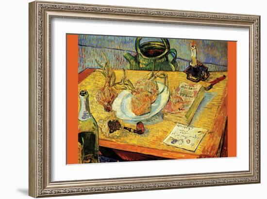 Still Life Drawing Board Pipe Onions and Sealing-Wax-Vincent van Gogh-Framed Art Print