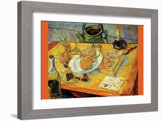 Still Life Drawing Board Pipe Onions and Sealing-Wax-Vincent van Gogh-Framed Art Print