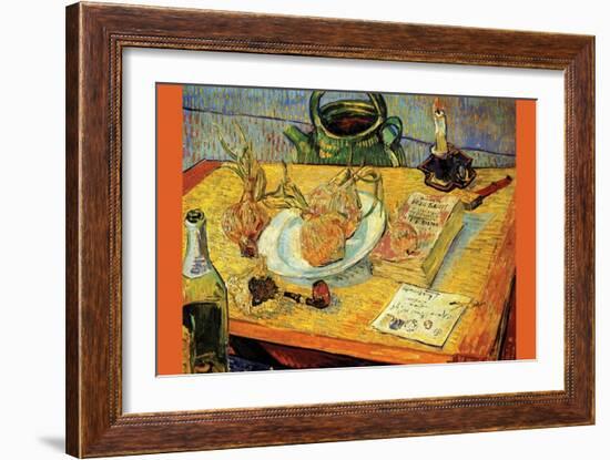 Still Life Drawing Board Pipe Onions and Sealing-Wax-Vincent van Gogh-Framed Art Print