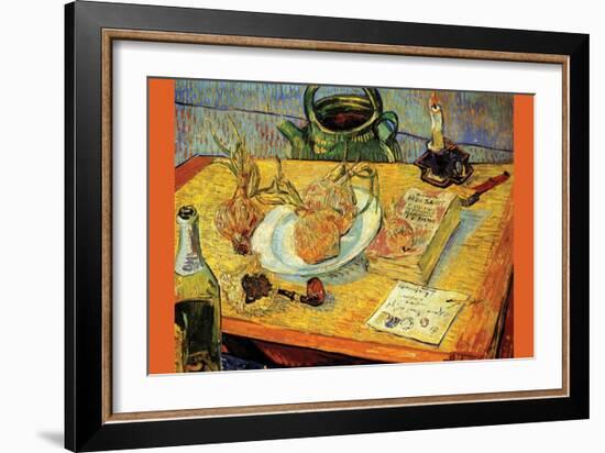 Still Life Drawing Board Pipe Onions and Sealing-Wax-Vincent van Gogh-Framed Art Print