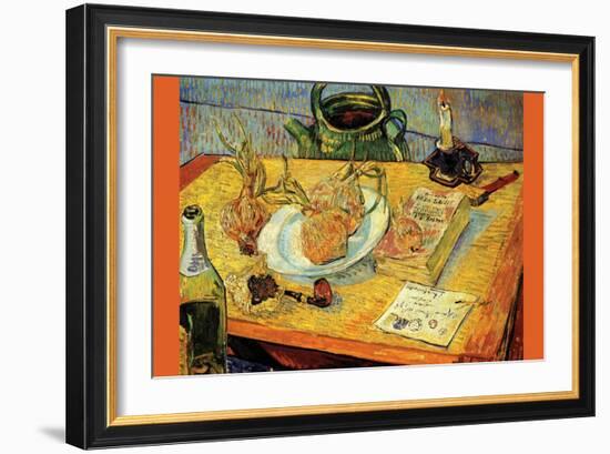 Still Life Drawing Board Pipe Onions and Sealing-Wax-Vincent van Gogh-Framed Art Print