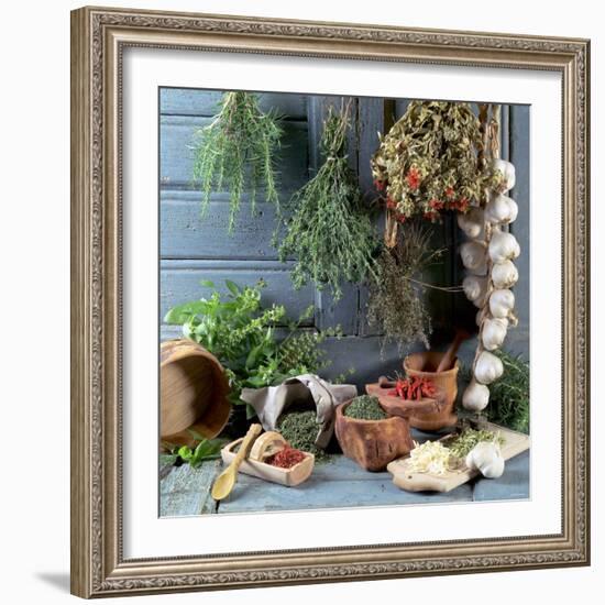 Still Life: Drying Herbs and Spices-null-Framed Photographic Print