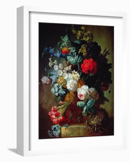 Still Life, Flowers and Bird's Nest-Jan van Os-Framed Giclee Print