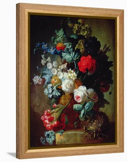 Still Life, Flowers and Bird's Nest-Jan van Os-Framed Premier Image Canvas