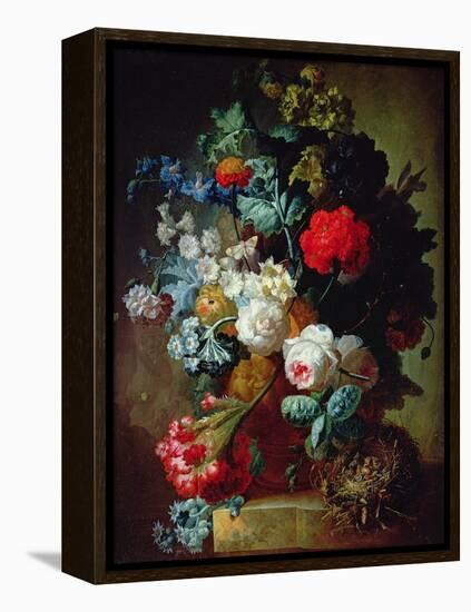 Still Life, Flowers and Bird's Nest-Jan van Os-Framed Premier Image Canvas