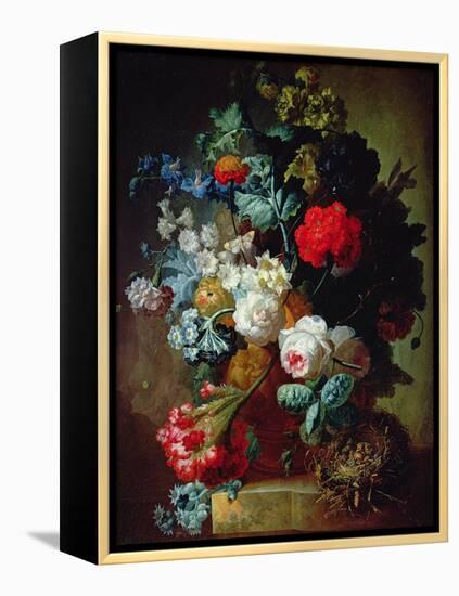 Still Life, Flowers and Bird's Nest-Jan van Os-Framed Premier Image Canvas